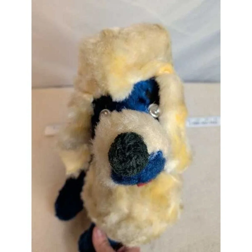 VTG Poodle Plush Stuffed Animal Toy Cream Blue Sparkle Eyes Dog Vintage Plush